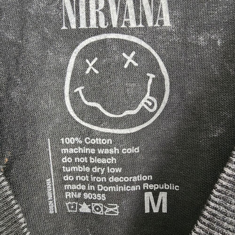 Nirvana Official Graphic T-Shirt Black Acid Wash Tie Dye Band Tee Medium NEW - Picture 7 of 8